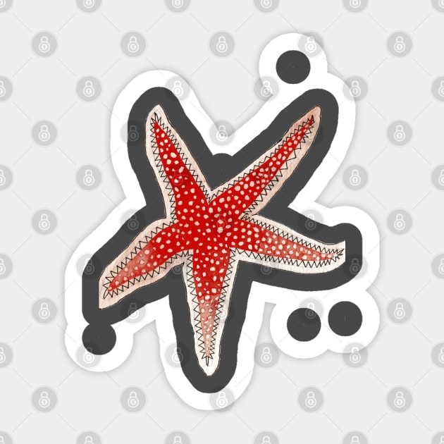 Red starfish Sticker by koolbloom